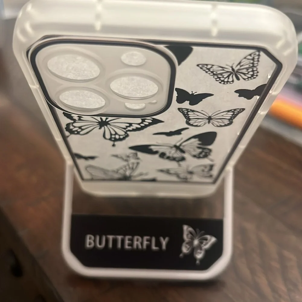 💙iPhone 13 Pro Butterfly Design Phone Case - Gray